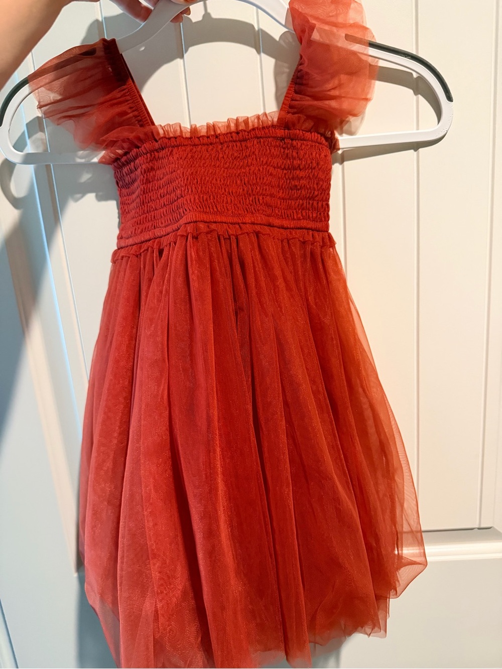 Red Tulle Smocked Formal Dress for Girls